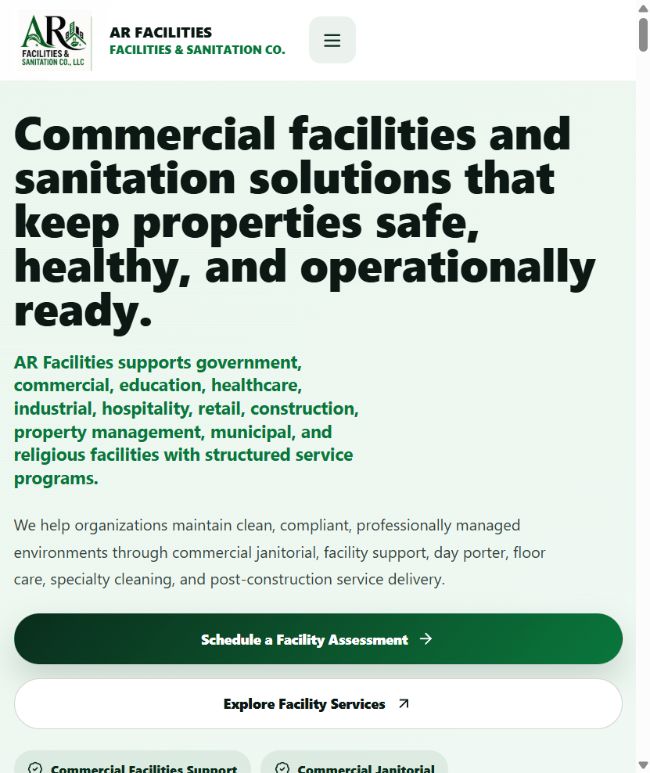 AR Facilities website screenshot