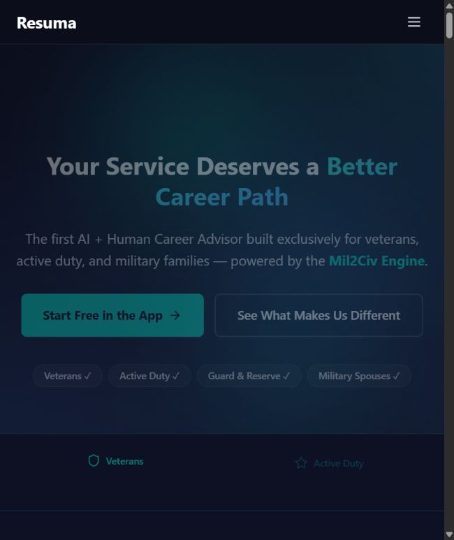 Resuma website screenshot